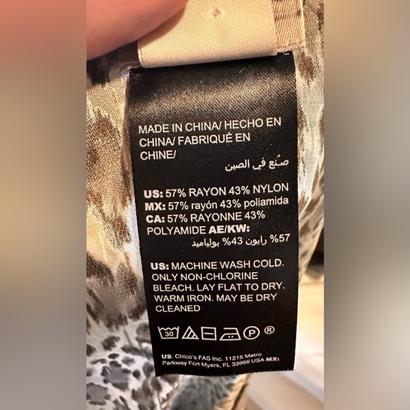 Chicos Lagenlook Sheer Leopard Open Front Cardigan Stunning Blue & Silver Accent - Picture 8 of 8